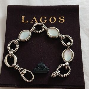 LAGOS Silver Bracelet with Iridescent White Mother-of-Pearl Accents